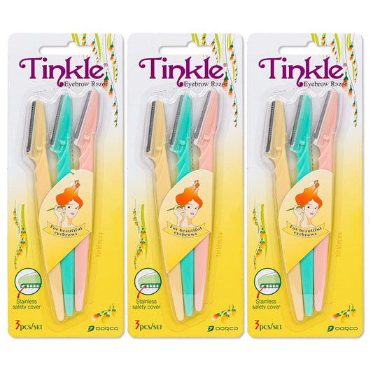 Dorco Tinkle Eyebrow Razor, 3pc x 3pack (9 PCS)