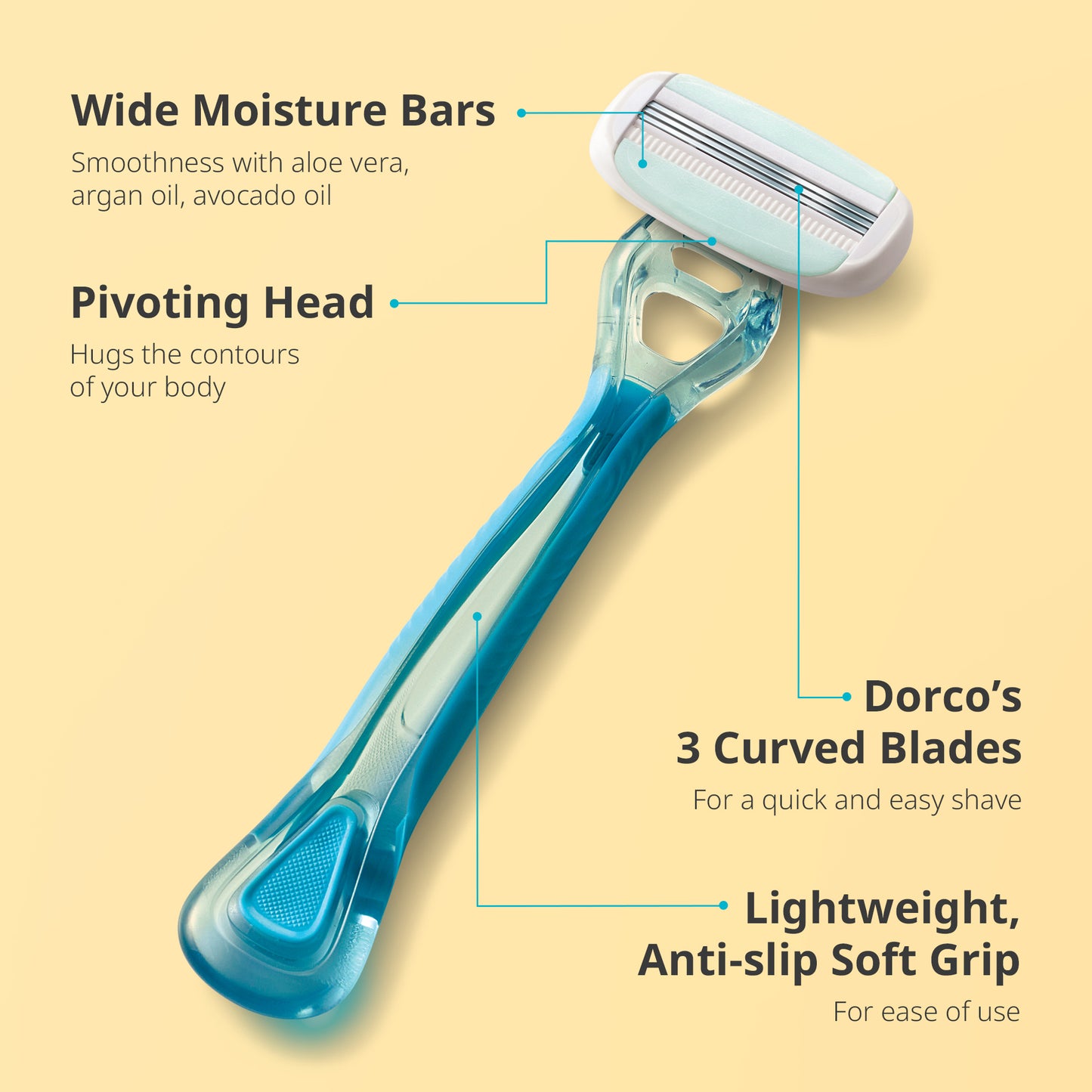Dorco EVE 3 Disposable Razors for Women, 3ct