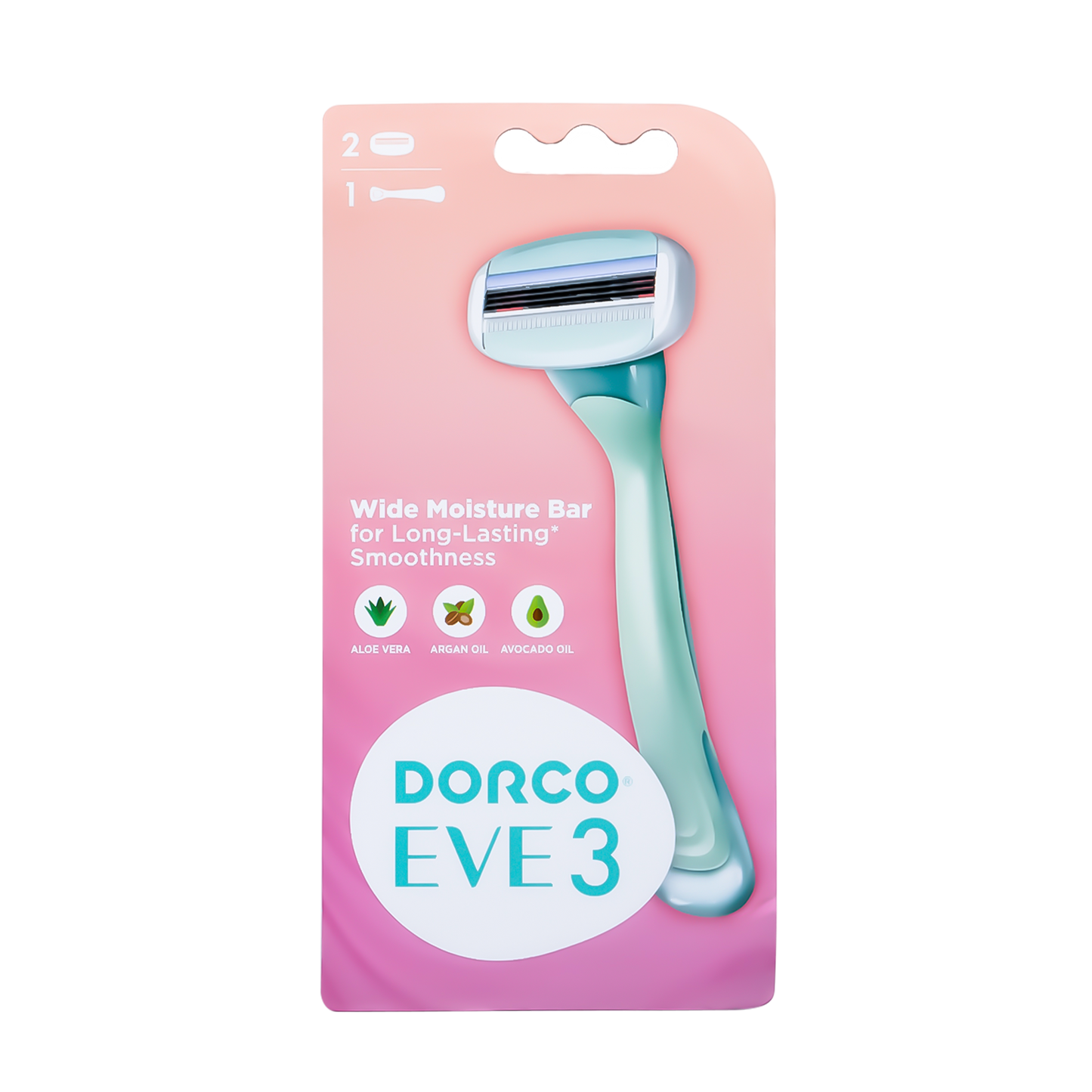 Dorco Eve 3 Razor for Women, 1 Handle + 2 Cartridges