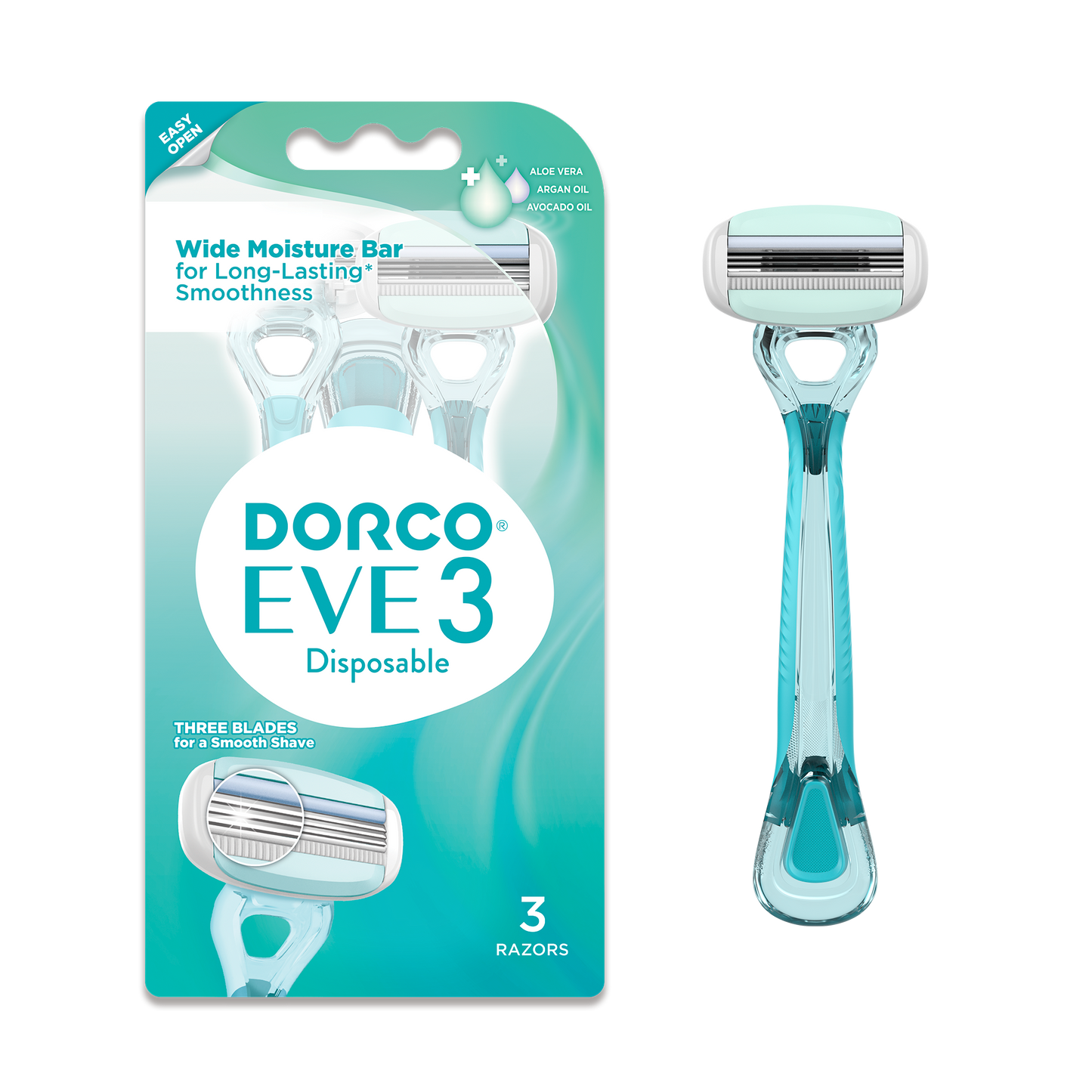 Dorco EVE 3 Disposable Razors for Women, 3ct