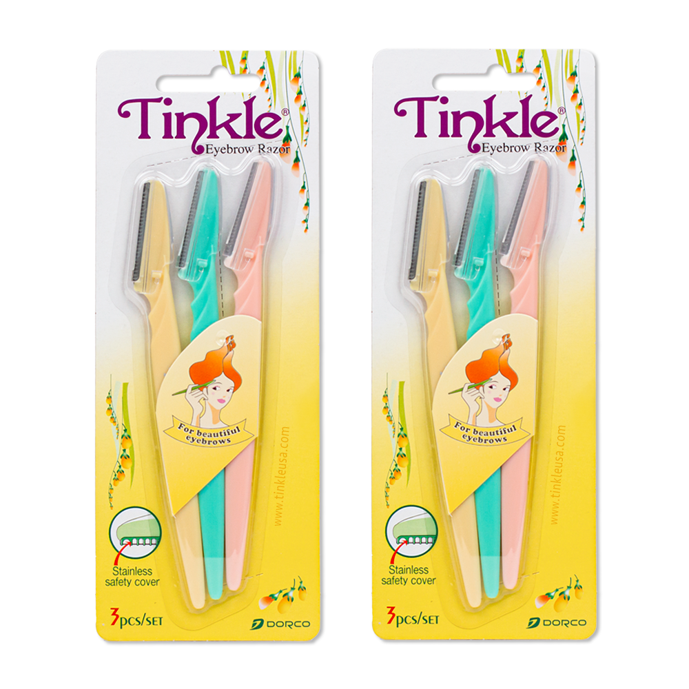 Dorco Tinkle Eyebrow Razor, 3pc x 2pack (6 PCS)