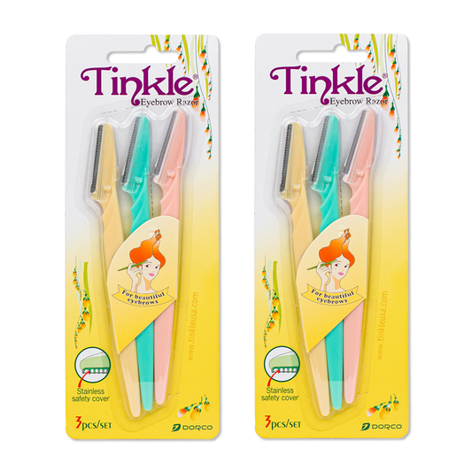 Dorco Tinkle Eyebrow Razor, 3pc x 2pack (6 PCS)