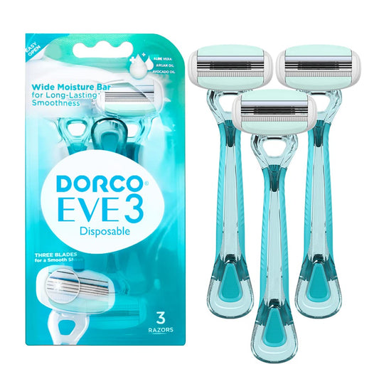 Dorco EVE 3 Disposable Razors for Women, 3ct