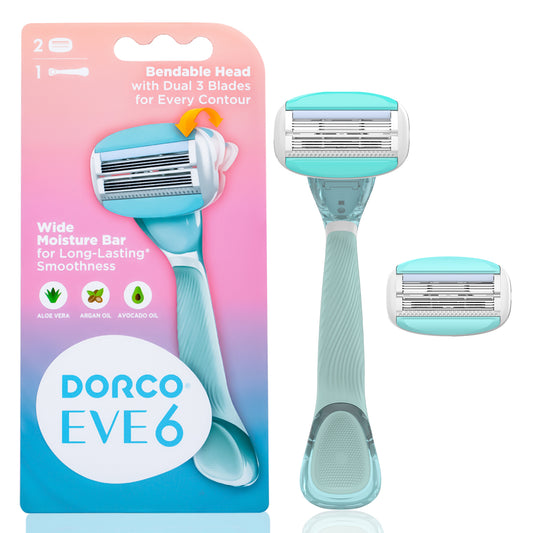 Dorco EVE 6 Razor for Women, 1 Handle + 2 Razor Cartridges