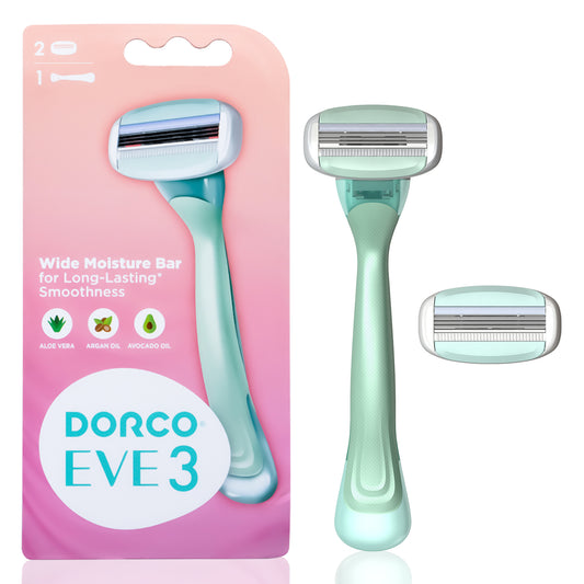 Dorco Eve 3 Razor for Women, 1 Handle + 2 Cartridges