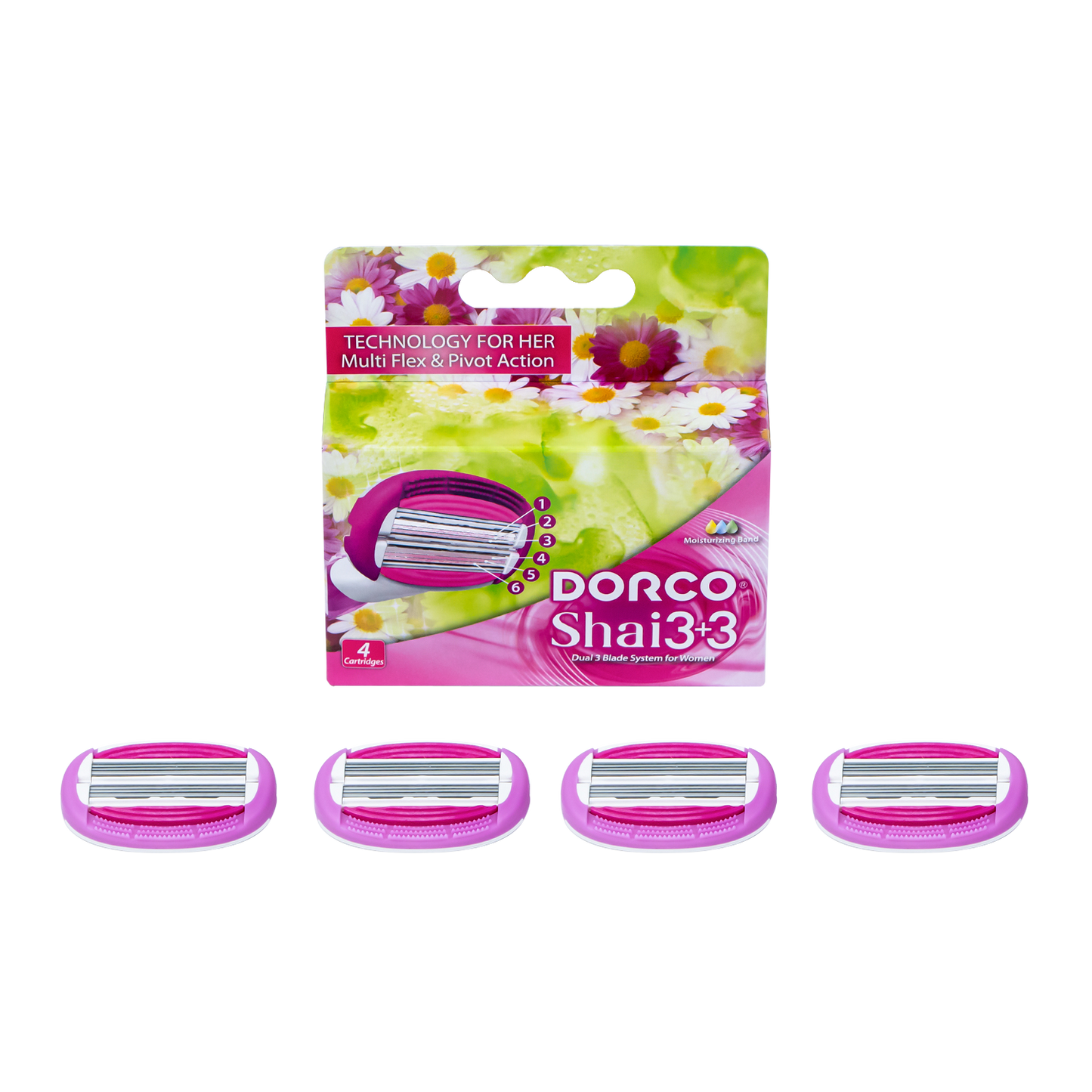 Dorco Shai 6 - Razor Cartridges, 4 Refills