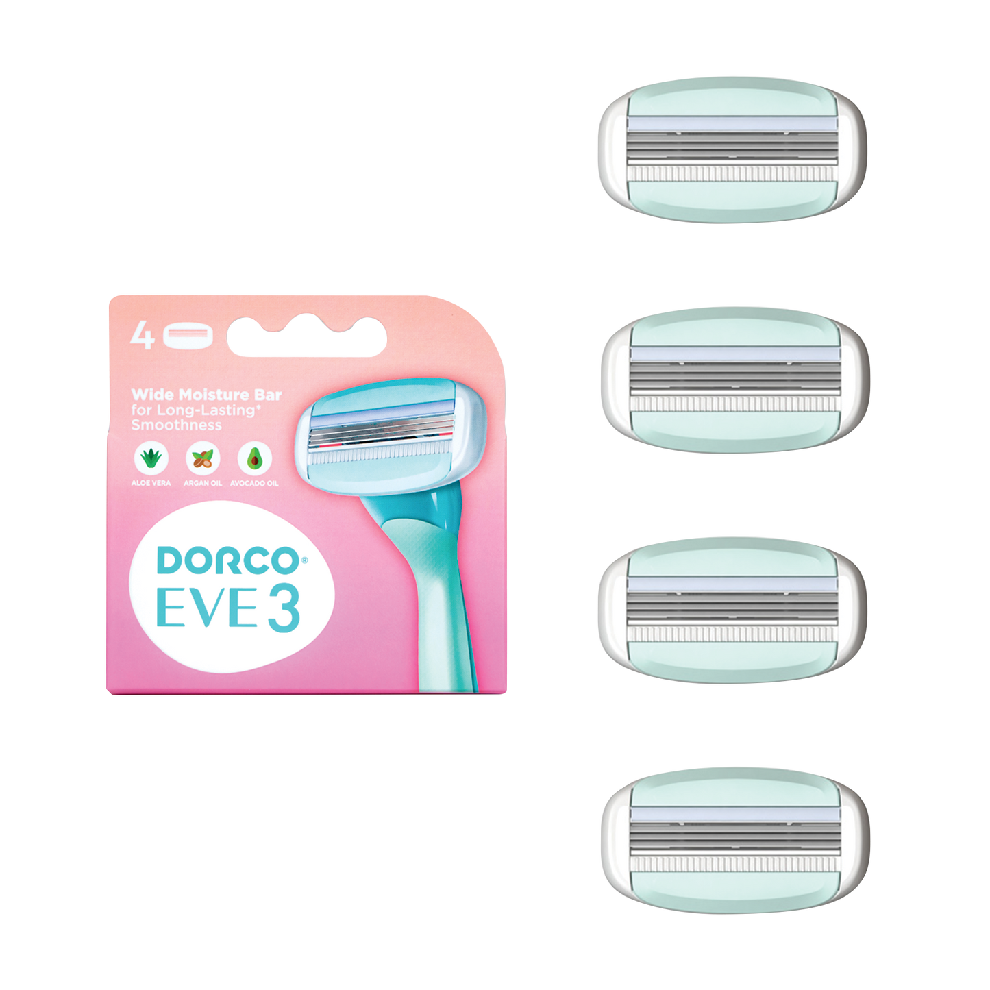 Dorco EVE 3 Razor Cartridges, 4 Refills