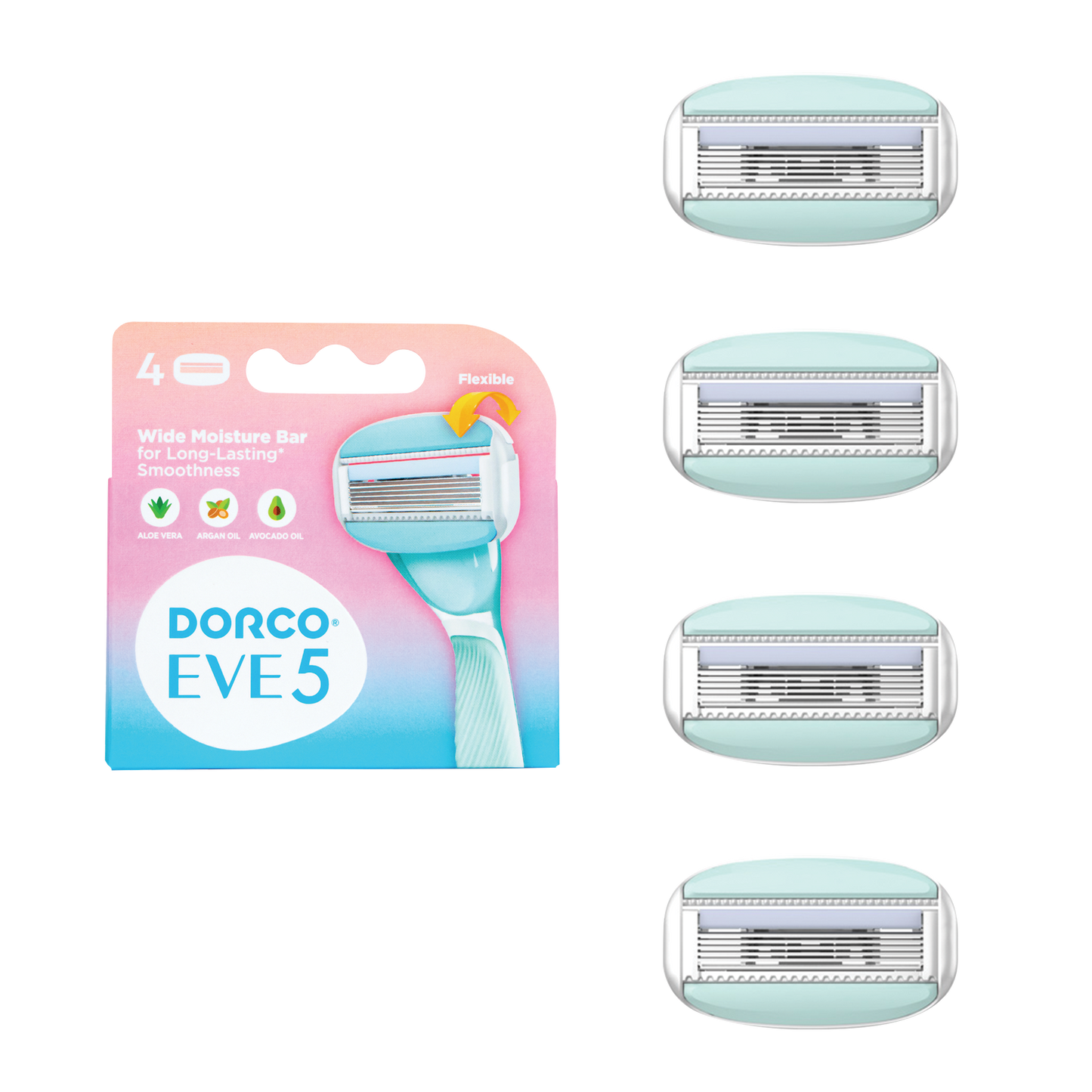Dorco EVE 5 Razor Cartridges, 4 Refills